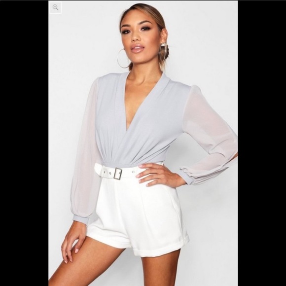 Boohoo Tops - Chiffon Wrap Bodysuit